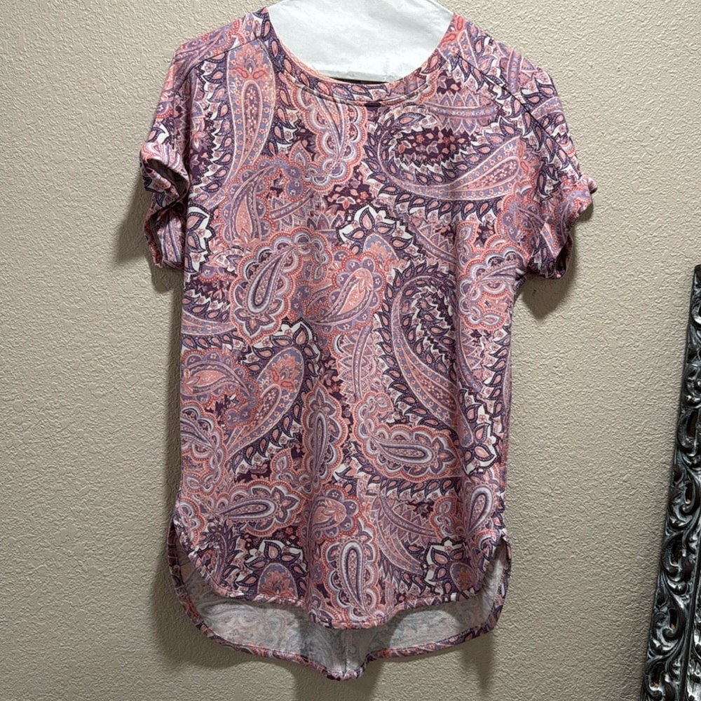 Pink and purple paisley top